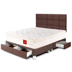 PARAISO - Dormitorio con Cajones Royal Prince Firme Blocks Queen + 2 Almohadas Viscoelásticas + Protector