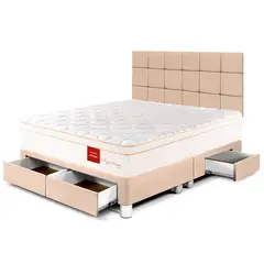 PARAISO - Dormitorio con Cajones Royal Prince Firme Blocks King + 2 Almohadas Viscoelásticas + Protector