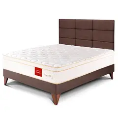 PARAISO - Dormitorio Europeo Royal Prince Firme Blocks 1.5 Plz Chocolate + 1 Almohada Viscoelástica