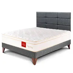PARAISO - Dormitorio Europeo Royal Prince Firme Blocks 1.5 Plz Gris + 1 Almohada Viscoelástica + Protector