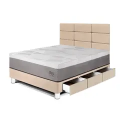 PARAISO - Dormitorio Con Cajones Balanzze Blocks 1.5 Plz Champagne + 1 Almohada Viscoelástica