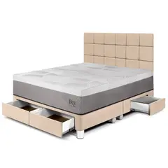 PARAISO - Dormitorio con Cajones Balanzze Blocks King + 2 Almohadas Viscoelásticas + Protector