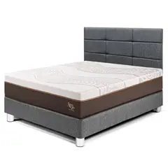 PARAISO - Dormitorio Royal Abrazzo Blocks 1.5 Plz Gris + 1 Almohada Viscoelástica + Protector
