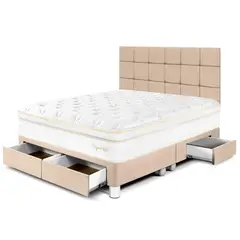 PARAISO - Dormitorio con Cajones Royal Cloud Blocks King + 2 Almohadas Viscoelásticas + Protector