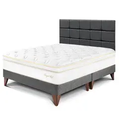 PARAISO - Dormitorio Europeo Royal Cloud Blocks Queen + 2 Almohadas Viscoelásticas + Protector