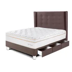 PARAISO - Dormitorio Con Cajones Royal Dynasty Gold 1.5 Plz Chocolate + 1 Almohada Viscoelástica