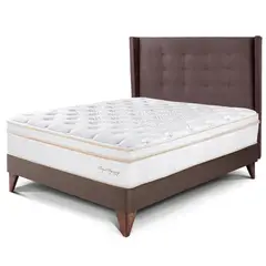 PARAISO - Dormitorio Europeo Royal Dynasty Gold 1.5 Plz Chocolate + 1 Almohada Viscoelástica