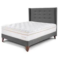 PARAISO - Dormitorio Europeo Royal Dynasty Gold 1.5 Plz Gris + 1 Almohada Viscoelástica + Protector