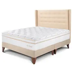 PARAISO - Dormitorio Europeo Royal Dynasty Gold Queen + 2 Almohadas Viscoelásticas + Protector