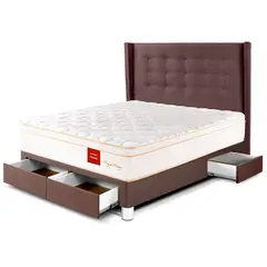PARAISO - Dormitorio Con Cajones Royal Prince Firme Gold 2 Plz + 2 Almohadas Viscoelásticas