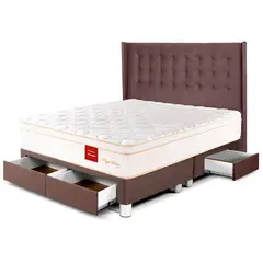 PARAISO - Dormitorio Con Cajones Royal Prince Firme Gold King + 2 Almohadas Viscoelásticas