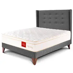 PARAISO - Dormitorio Europeo Royal Prince Firme Gold 1.5 Plz Gris + 1 Almohada Viscoelástica + Protector