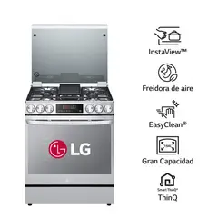LG - Cocina a Gas LRGL5847S 5 Hornillas Instaview Acero Inoxidable