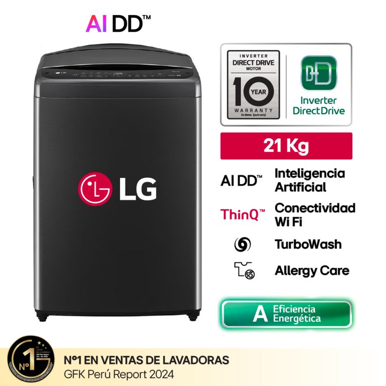 Lavadora WT21PBVS6 21Kg AI DD Carga Superior Negro Plateado