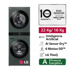LG - Centro De Lavado Washtower WK22GGS6 22/16kg AI DD Carga Frontal Verde