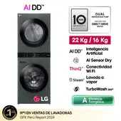 LG Centro de Lavado Washtower 22Kg 16Kg Carga Frontal AI DD Verde