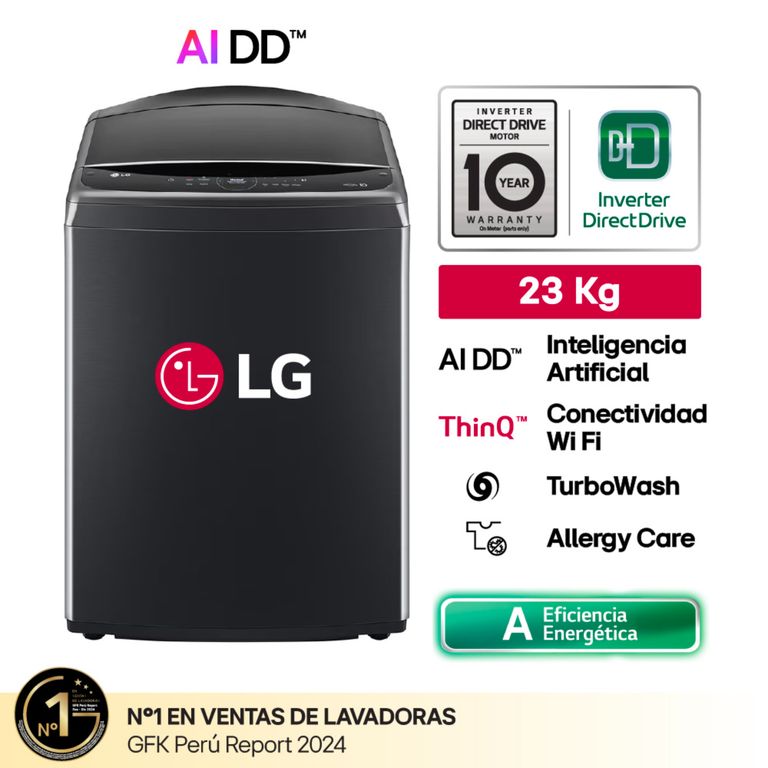 Lavadora WT23PBVS6 23Kg AI DD Carga Superior Negro Plateado