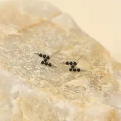 AMPHORA - Aretes Black Plateado