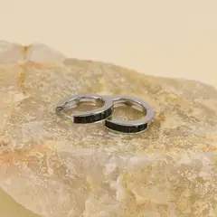 AMPHORA - Aretes Black Plateado