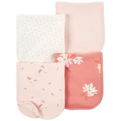 CARTER'S - Babero Bebé Niña Pack X4 Carters