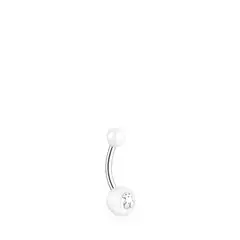 TOUS - Piercing Acero 2 Perlas Cultivadas