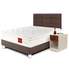 PARAISO - Dormitorio Royal Prince Firme Blocks 1.5 Plz Chocolate + 1 Velador + 1 Almohada Viscoelástica