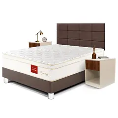 PARAISO - Dormitorio Royal Prince Firme Blocks 2 Plz + 2 Veladores + 2 Almohadas Viscoelásticas + Protector