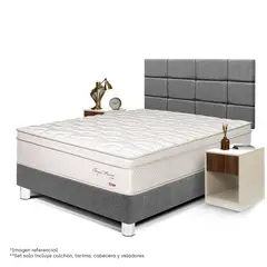 PARAISO - Dormitorio Royal Prince Firme Blocks 2 Plz + 2 Veladores + 2 Almohadas Viscoelásticas