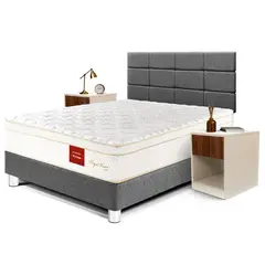 PARAISO - Dormitorio Royal Prince Firme Blocks 2 Plz + 2 Veladores + 2 Almohadas Viscoelásticas + Protector