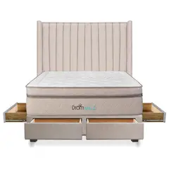 DROM - Dormitorio con Cajones Mild Líneas 2 Plz + 2 Almohadas Viscoelásticas + Protector