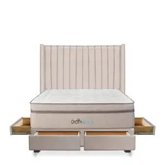 DROM - Dormitorio con Cajones Mild Líneas King + 2 Almohadas Viscoelásticas + Protector