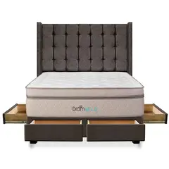 DROM - Dormitorio con Cajones Mild Cuadros Queen + 2 Almohadas Viscoelásticas + Protector