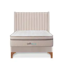 DROM - Dormitorio Europeo Mild Lineas Queen + 2 Almohadas Viscoelásticas + Protector