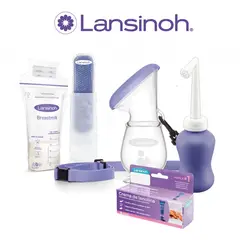 LANSINOH - Pack Post Parto: Recolector de Leche + Bolsas + Lanolina + Pads + Botella de Lavado