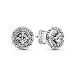 PANDORA - Aretes De Botón Halo Doble