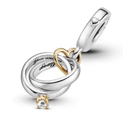 PANDORA - Charm De Dos Tonos Anillos De Boda