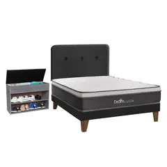 DROM - Dormitorio Europeo Lugn 2Plz + Zapatera + 2 Almohadas y Protector