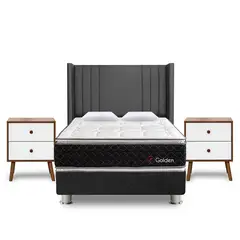 FORLI - Dormitorio Golden Gris 2 Plz + 2 Veladores