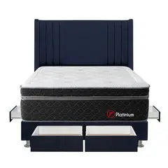 FORLI - Dormitorio Con Cajones Platinium De Luxe Azul Queen