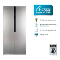 MABE - Refrigeradora Side by Side No Frost Inverter 511 Lts Netos Inox - MSD518LKRSS0