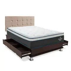 DRIMER - Dormitorio con Cajones Pure Fresh Cuadros Queen + 2 Almohadas