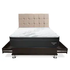 DRIMER - Dormitorio Con Cajones Cuadros Futurepedic 2 Plz + 2 Almohadas + Protector