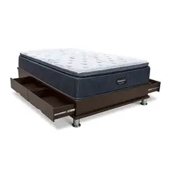 BEAUTYREST SIMMONS - Cama Con Cajones Silver Queen Marrón + 2 Almohadas