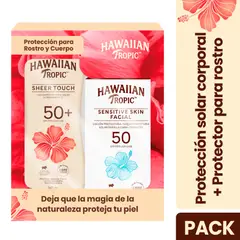 HAWAIIAN TROPIC - Set Protector Solar Sheer Touch Fps50+ 240ml + Sensitive Skin Facial Spf50 60ml