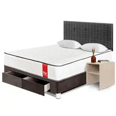PARAISO - Dormitorio Con Cajones Per 2 Plz + 1 Velador Repisa + 2 Almohadas + Protector
