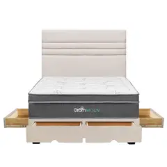 DROM - Dormitorio con Cajones Moln Line Queen + 2 Almohadas Viscoelásticas + Protector