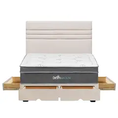 DROM - Dormitorio con Cajones Moln Line King + 2 Almohadas Viscoelásticas + Protector
