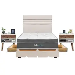 DROM - Dormitorio con Cajones Moln Line Beige 2 Plz + 2 Veladores