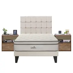 DROM - Dormitorio Europeo Fred Beige Queen + 2 Veladores