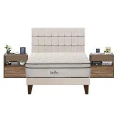 DROM - Dormitorio Europeo Fred King + 2 Veladores + 2 Almohadas Viscoelásticas + Protector